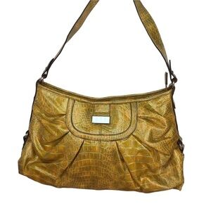 KGB Studio yellow handbag shoulder vegan leather croco pattern maximalist sunny